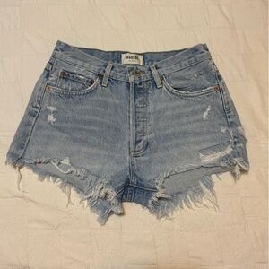 Agolde Light Blue Distressed Jean Shorts